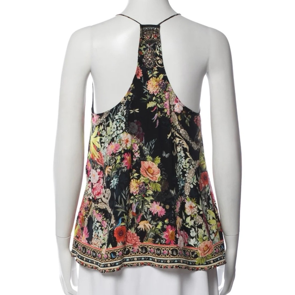 Camilla Black Embellished Floral Silk Tank Top - Picture 7 of 8